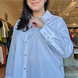 Leigh Collared Poplin Top - White - Elle Maxine