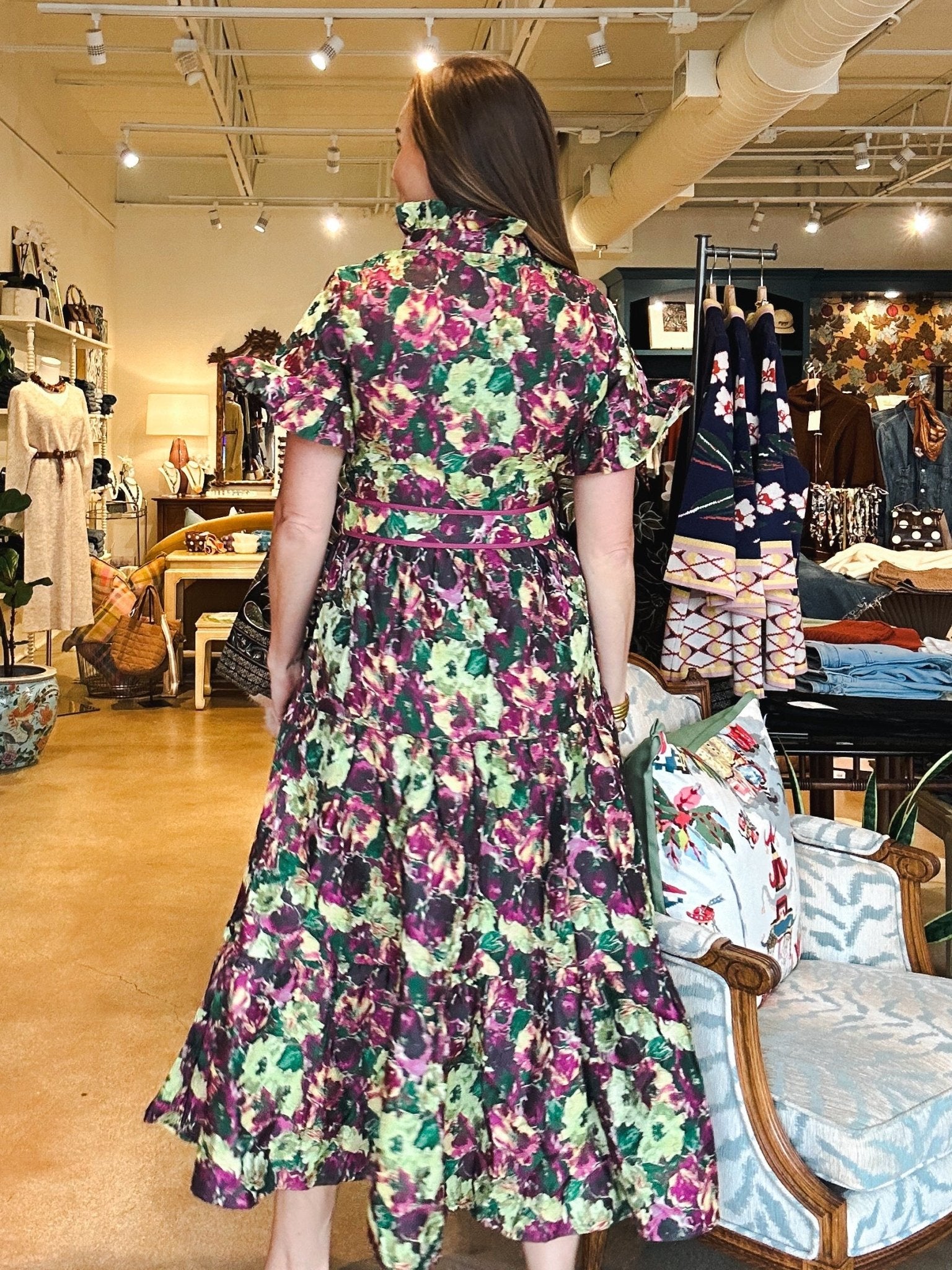 Lena Maxi Dress - Floral Jacquard - Elle Maxine