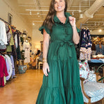 Lena Maxi Dress - Green Poplin - Elle Maxine