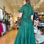 Lena Maxi Dress - Green Poplin - Elle Maxine