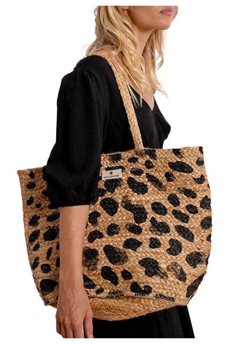 Leopard Rattan Bag - Elle Maxine