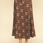 Leopard Silky Midi Skirt - Elle Maxine