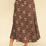 Leopard Silky Midi Skirt - Elle Maxine