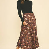 Leopard Silky Midi Skirt - Elle Maxine