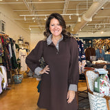 Leslie Stripe Collar Dress - Brown - Elle Maxine