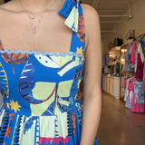 Lila Tie Strap Tropical Maxi Dress - Elle Maxine