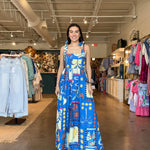 Lila Tie Strap Tropical Maxi Dress - Elle Maxine
