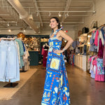 Lila Tie Strap Tropical Maxi Dress - Elle Maxine