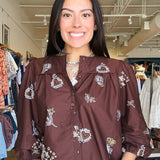 Lilliane Embroidered Button Down - Elle Maxine
