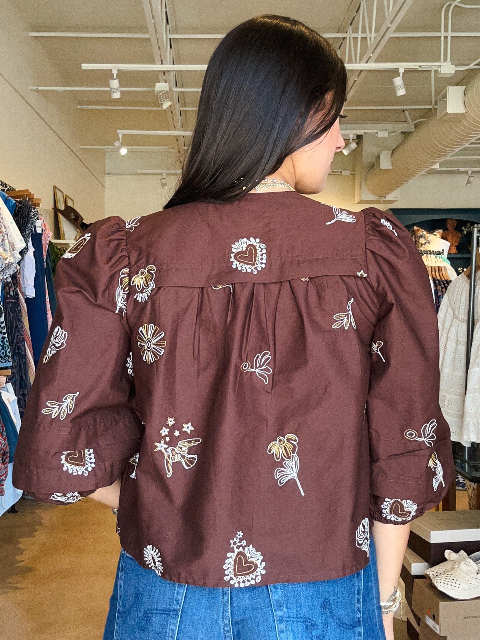 Lilliane Embroidered Button Down - Elle Maxine