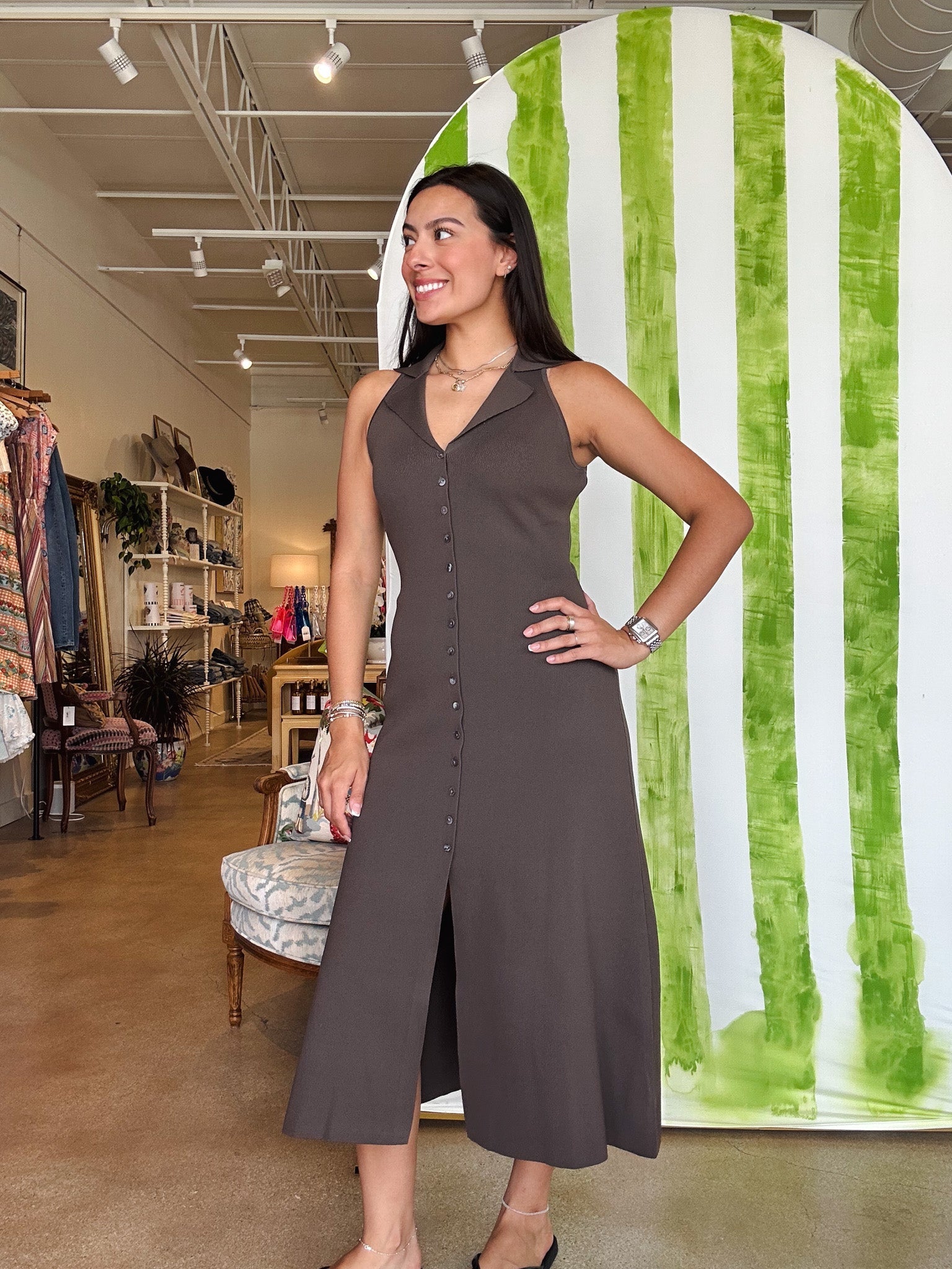 Lily Halter Knit Midi Dress - Elle Maxine