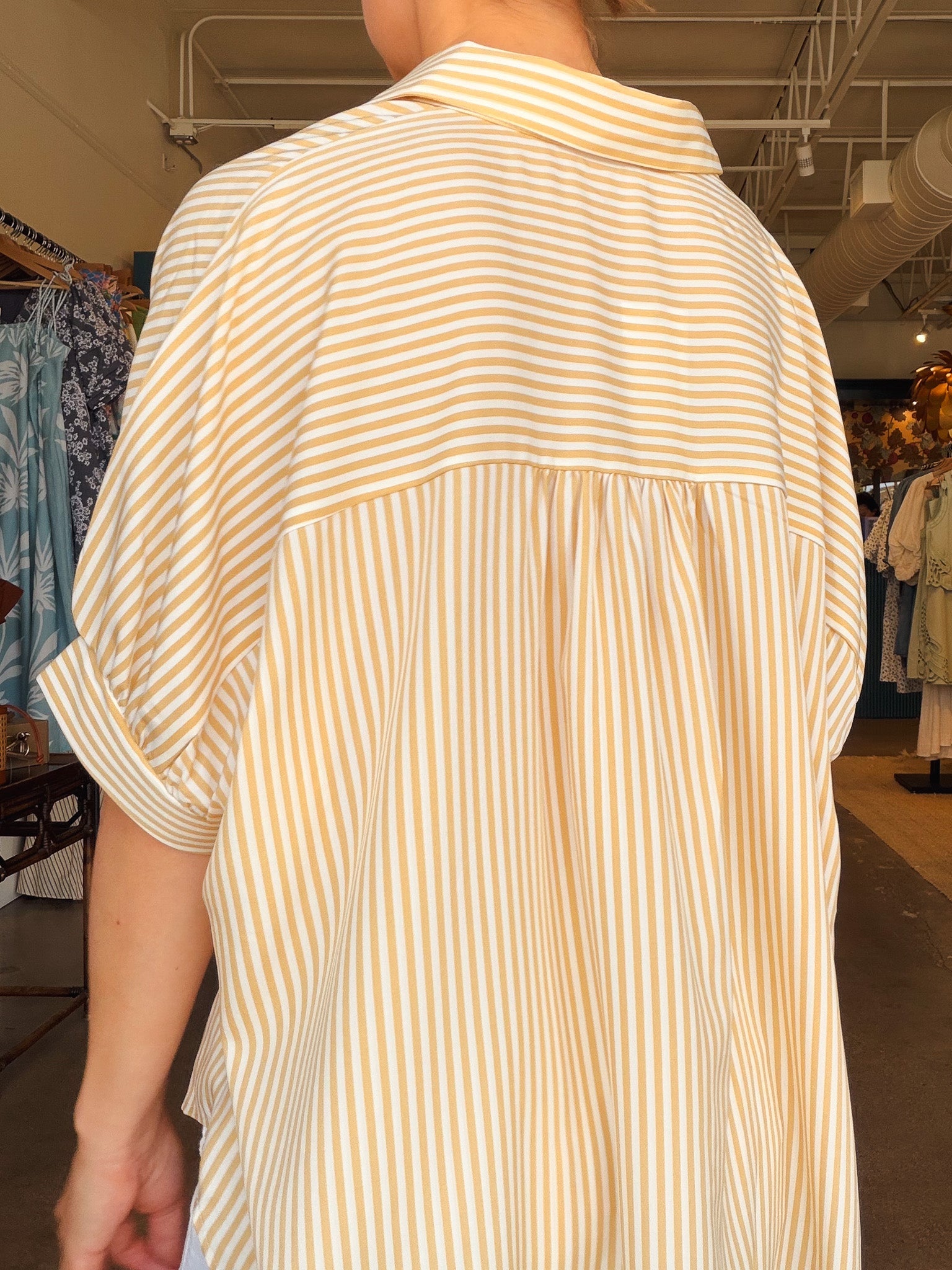 Lina Stripe Oversized Button Down Top - Elle Maxine