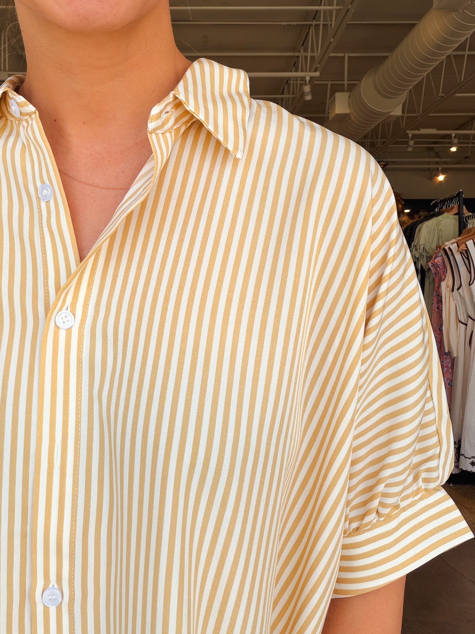 Lina Stripe Oversized Button Down Top - Elle Maxine
