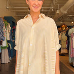 Lina Stripe Oversized Button Down Top - Elle Maxine