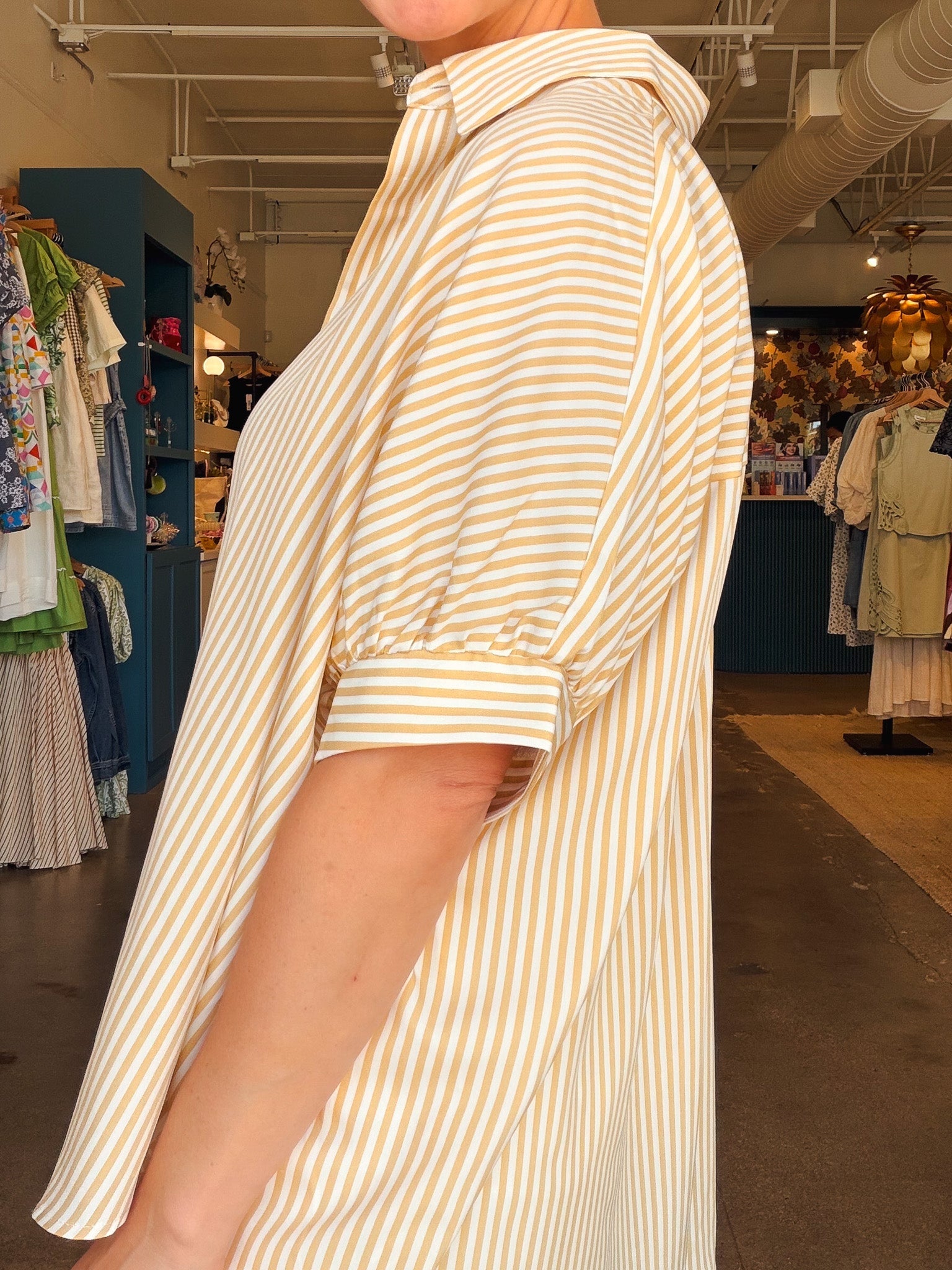 Lina Stripe Oversized Button Down Top - Elle Maxine