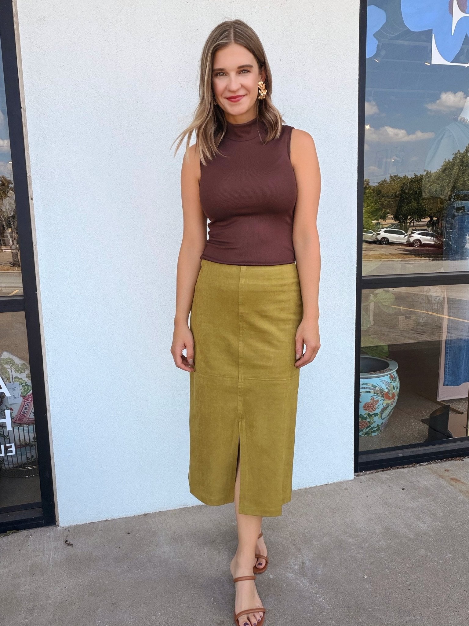 Lindsay Faux Suede Skirt - Elle Maxine