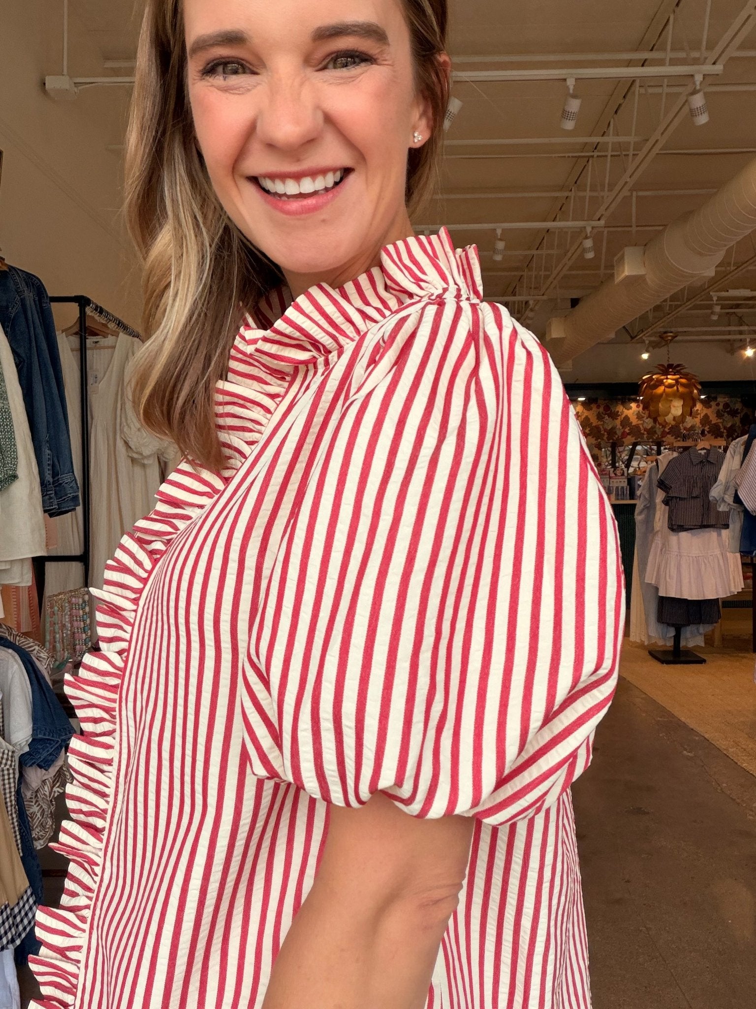 Lindsay Puff Sleeve Stripe Top - Elle Maxine