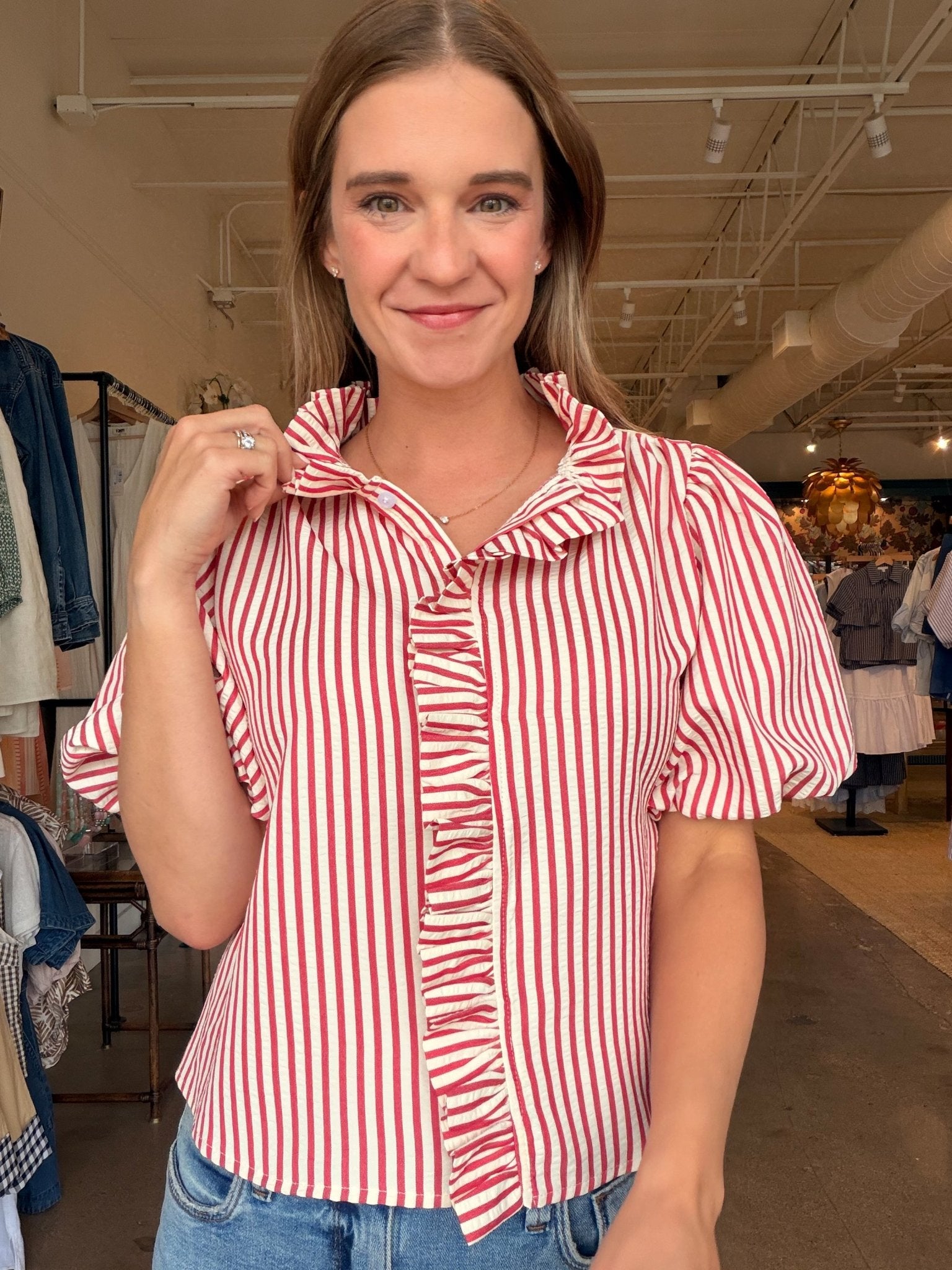 Lindsay Puff Sleeve Stripe Top - Elle Maxine