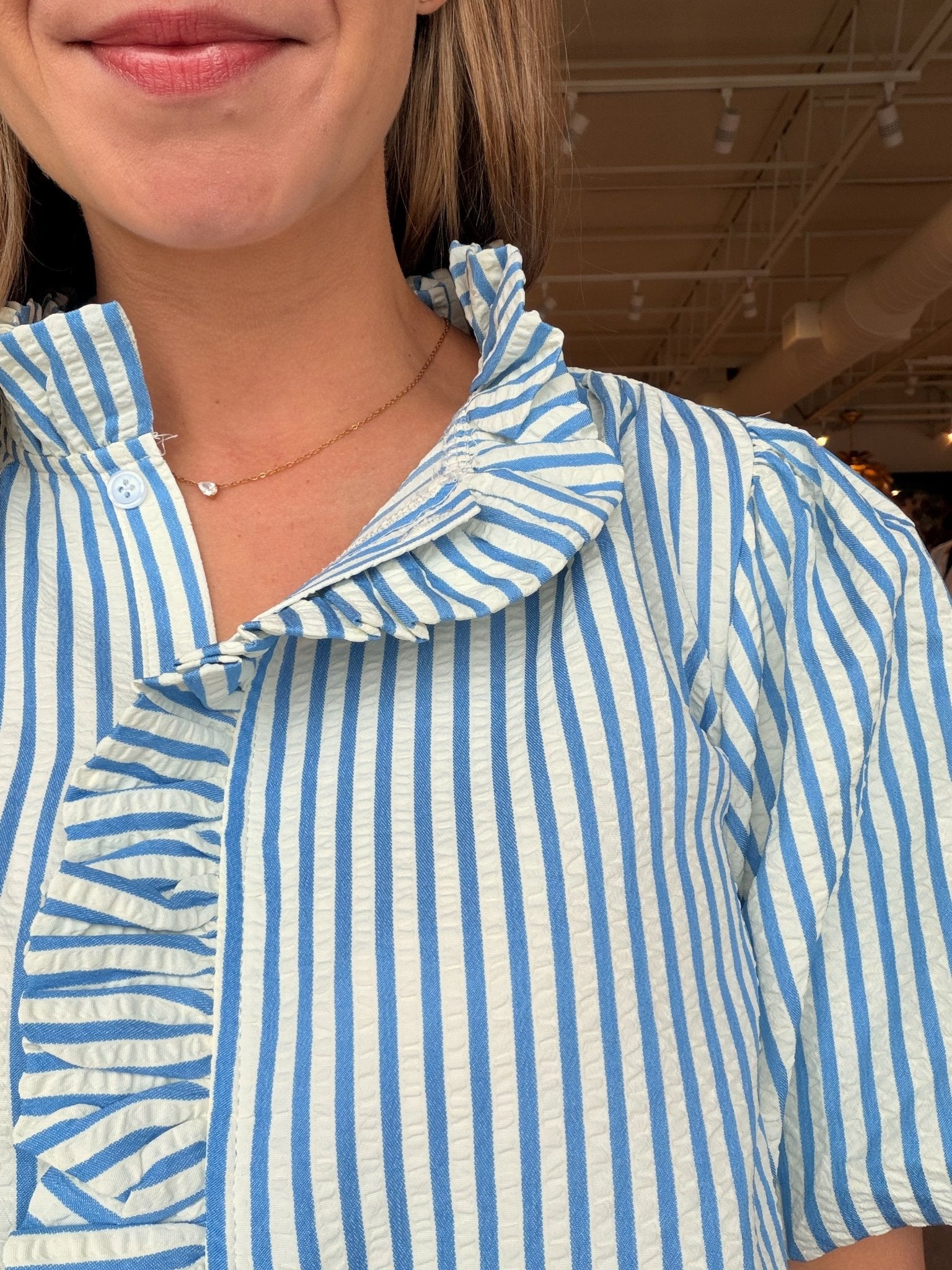 Lindsay Puff Sleeve Stripe Top - Elle Maxine