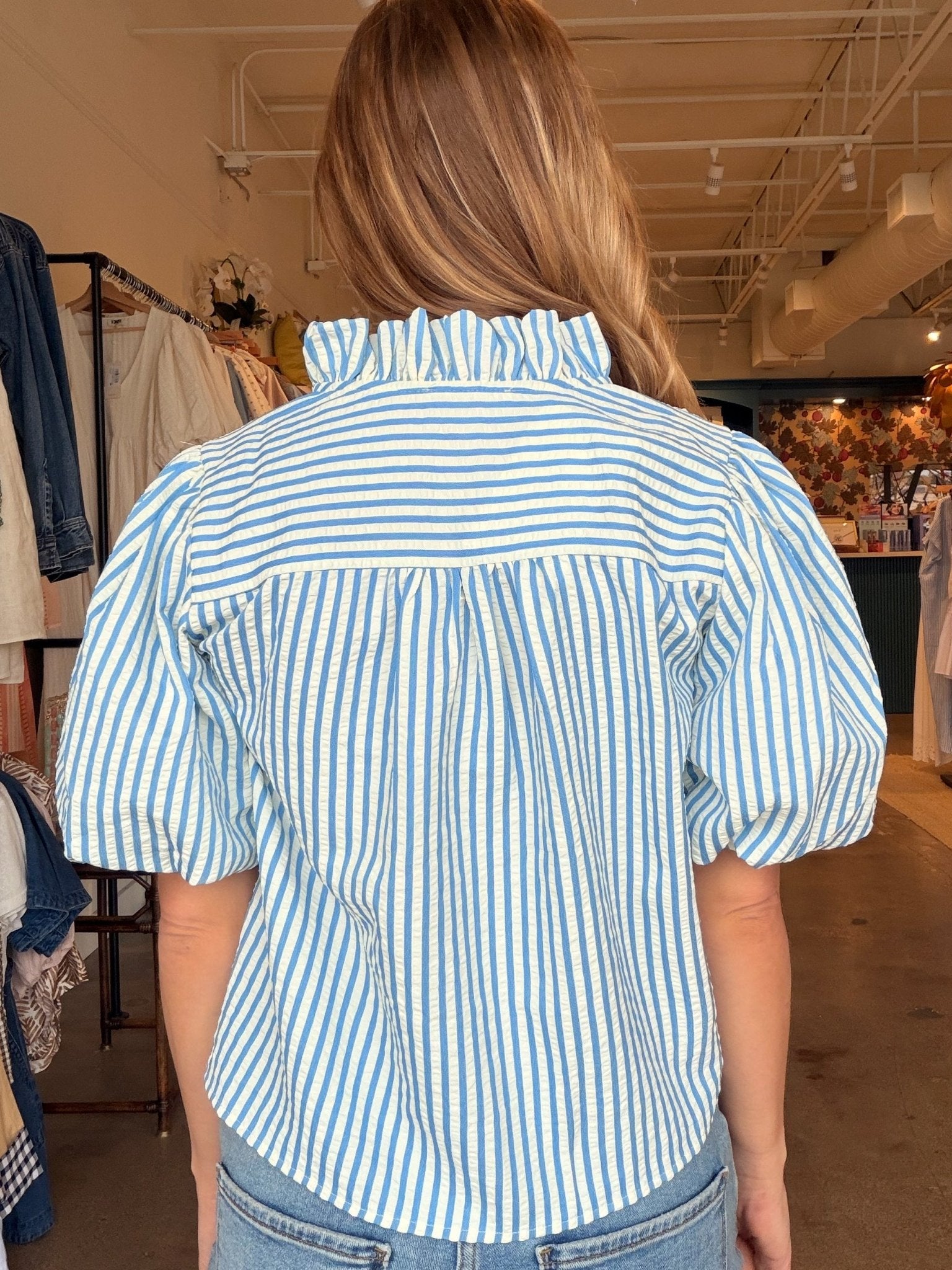 Lindsay Puff Sleeve Stripe Top - Elle Maxine