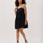 Linen Mini Dress - Black - Elle Maxine