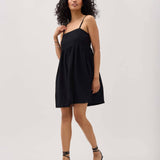 Linen Mini Dress - Black - Elle Maxine