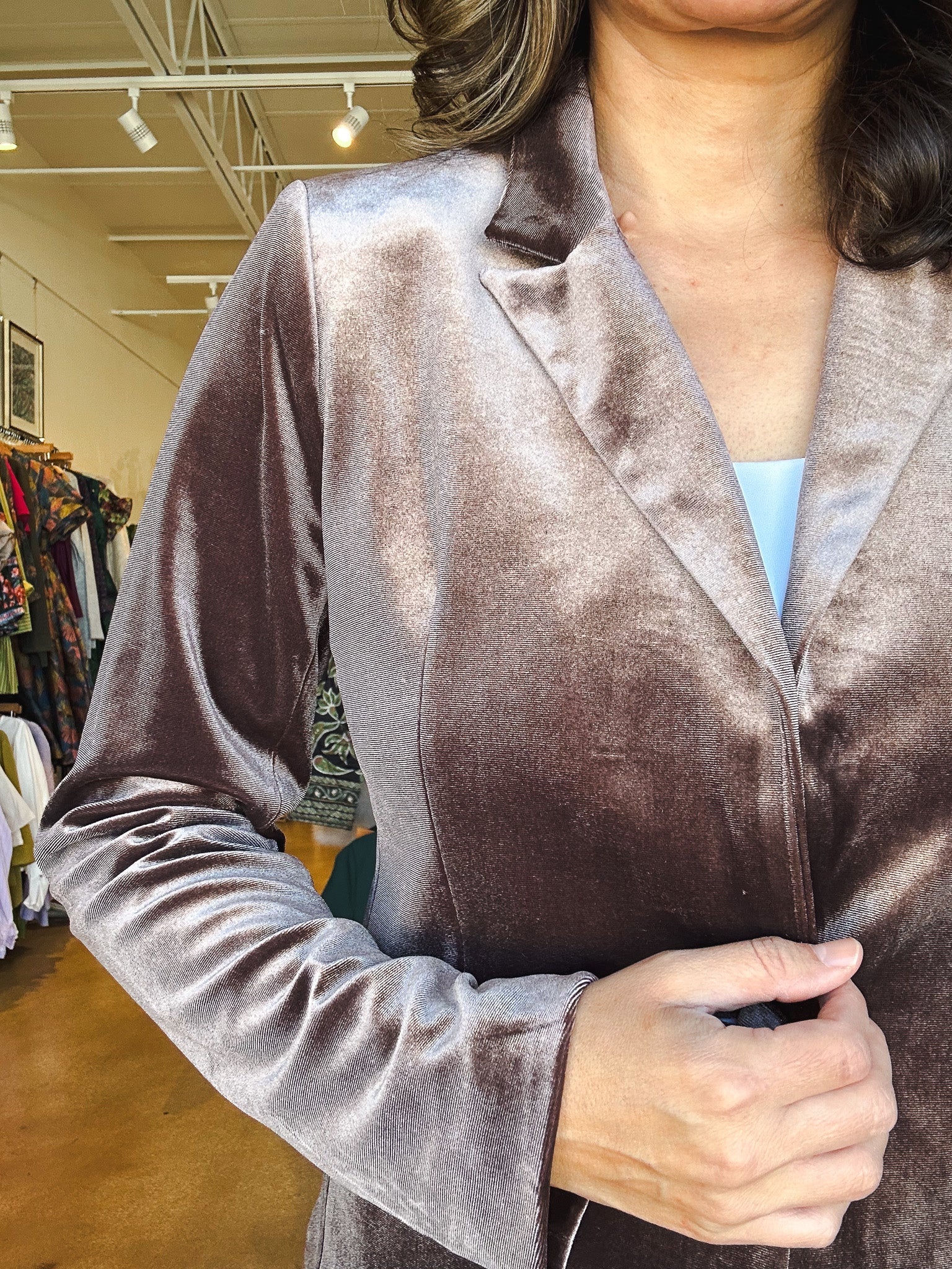 Liz Velvet Blazer - Brown - Elle Maxine