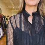 Lizette Long Sleeve Lace Top - Black - Elle Maxine