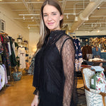 Lizette Long Sleeve Lace Top - Black - Elle Maxine