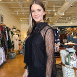 Lizette Long Sleeve Lace Top - Black - Elle Maxine