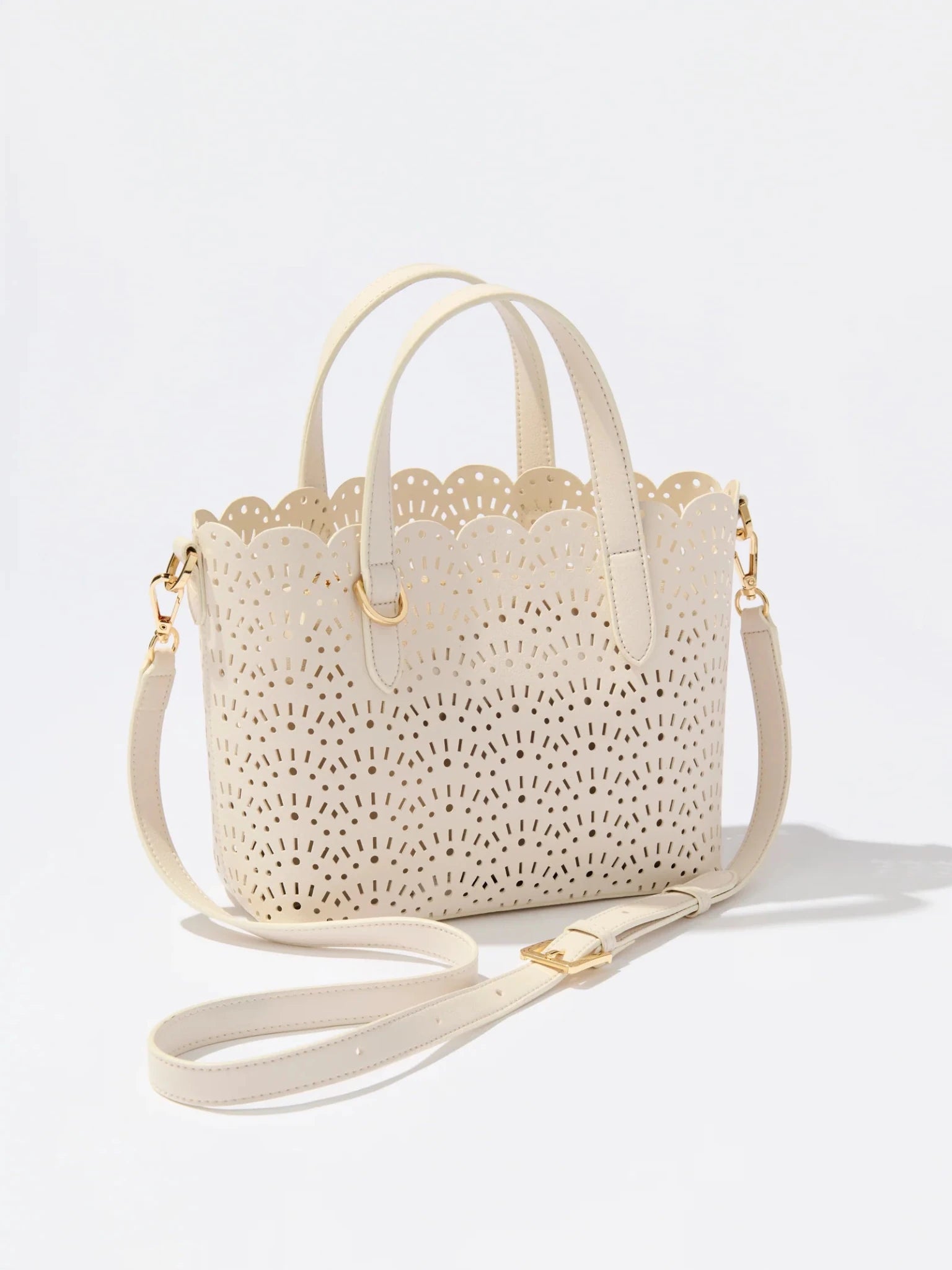 Lola Eyelet Mini Tote - Ivory - Elle Maxine