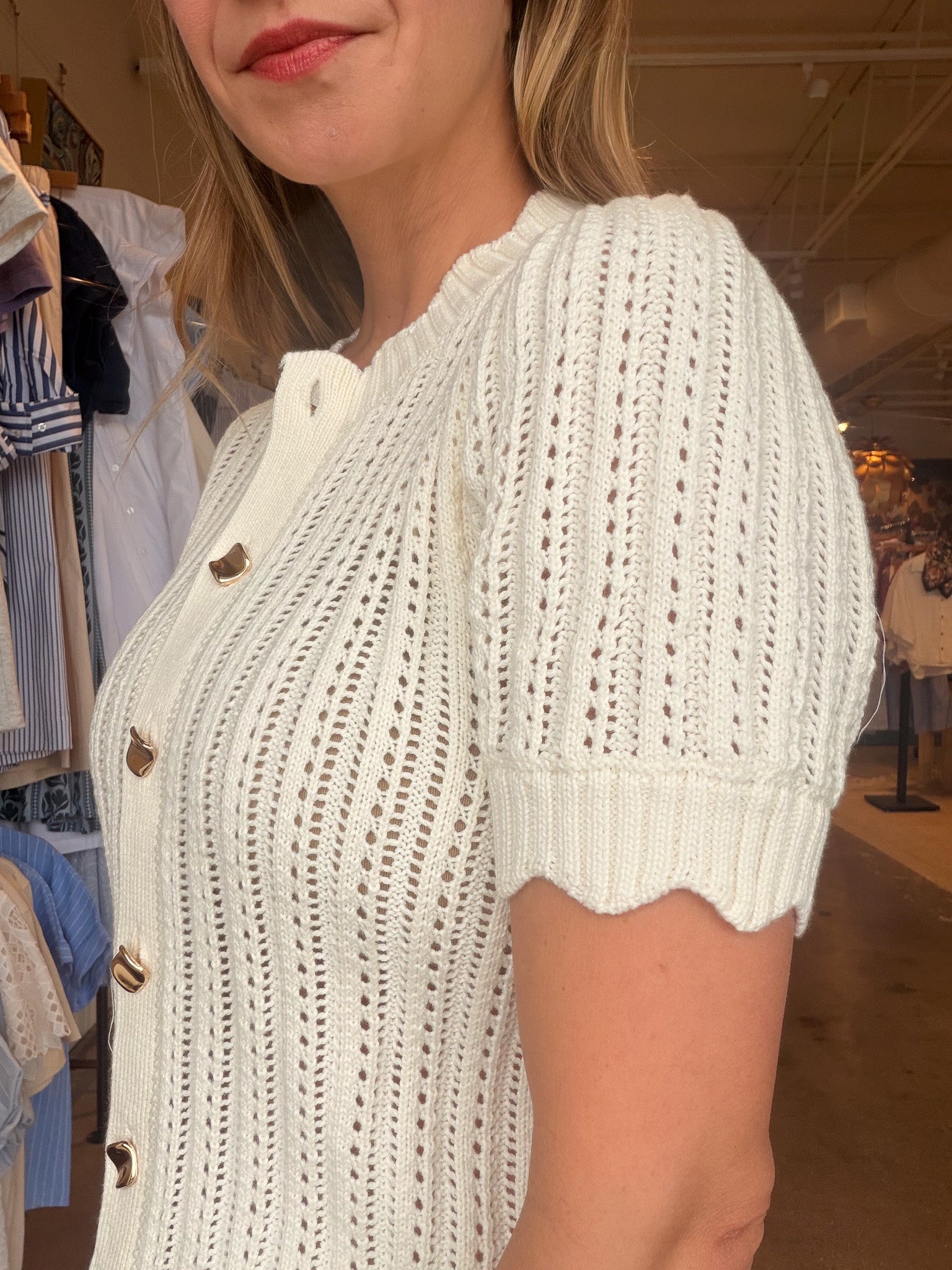 Lola Pointelle Sweater Top - Elle Maxine