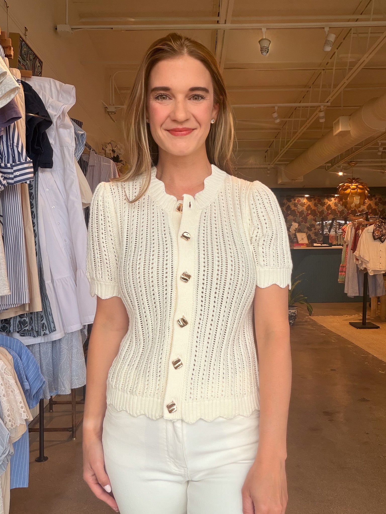 Lola Pointelle Sweater Top - Elle Maxine