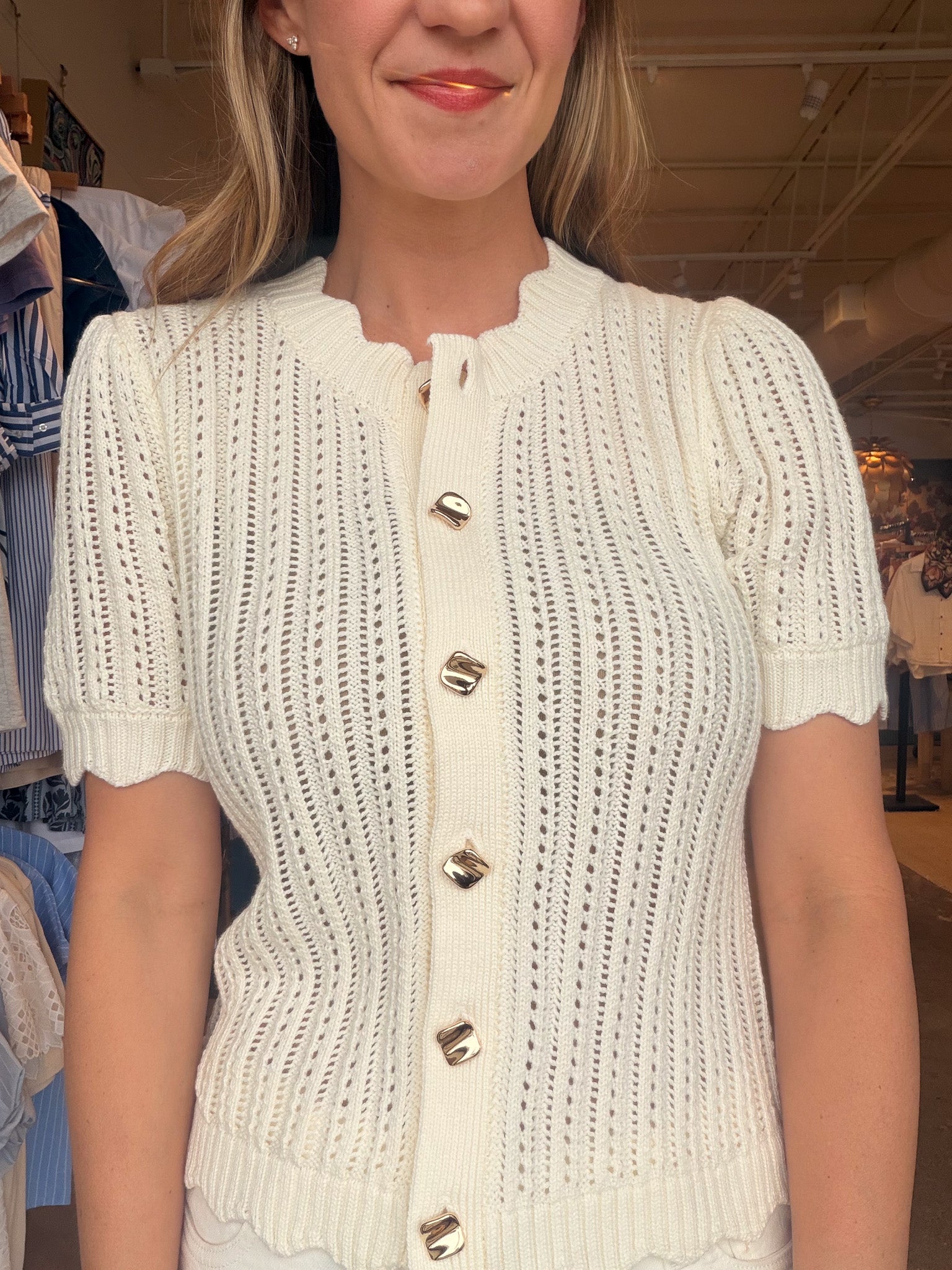 Lola Pointelle Sweater Top - Elle Maxine