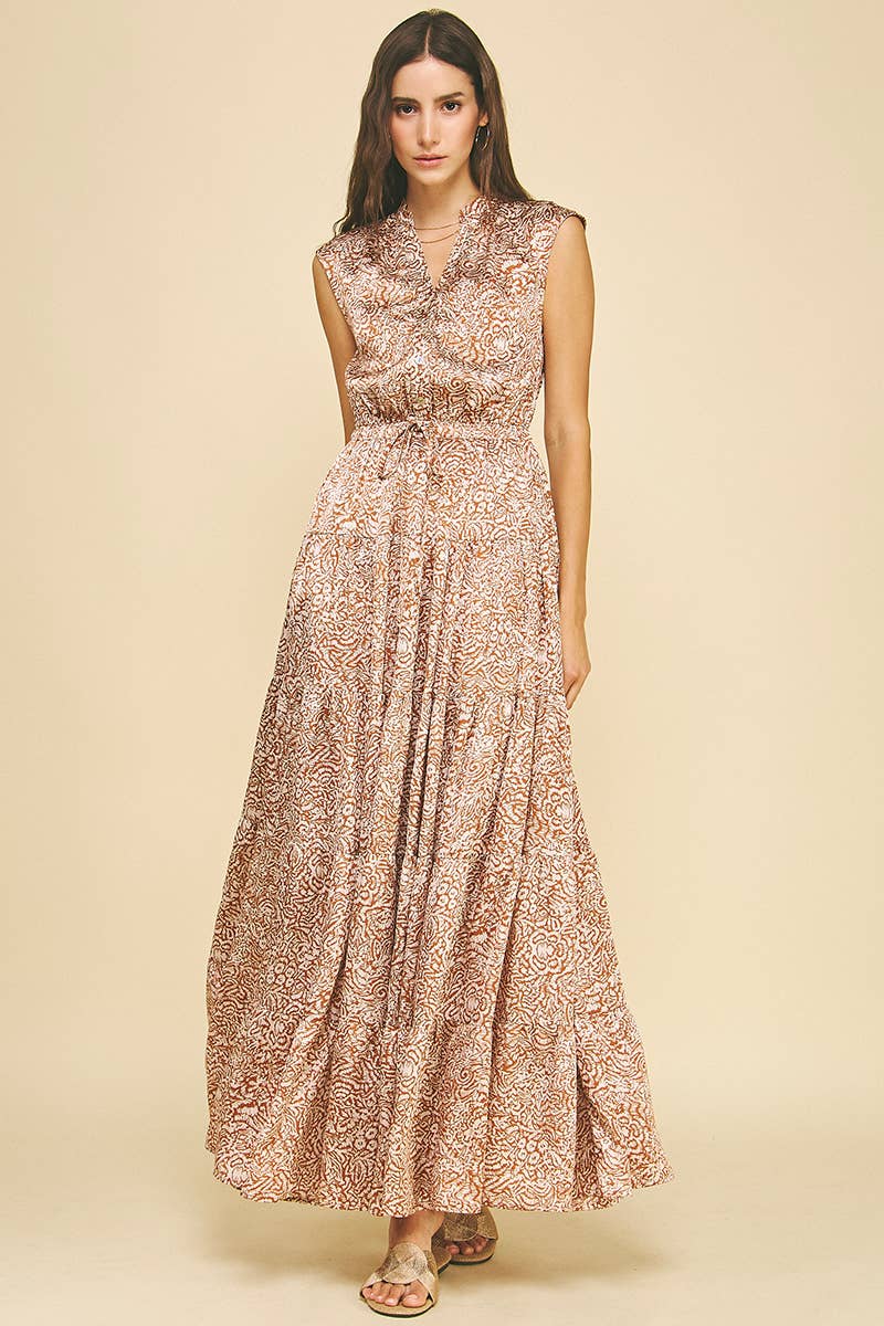 Louisa Tiered Maxi Dress- Camel Small Louisa Tiered Maxi Dress- Camel Small