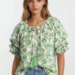 Louise Floral Bubble Sleeve Top - Elle Maxine