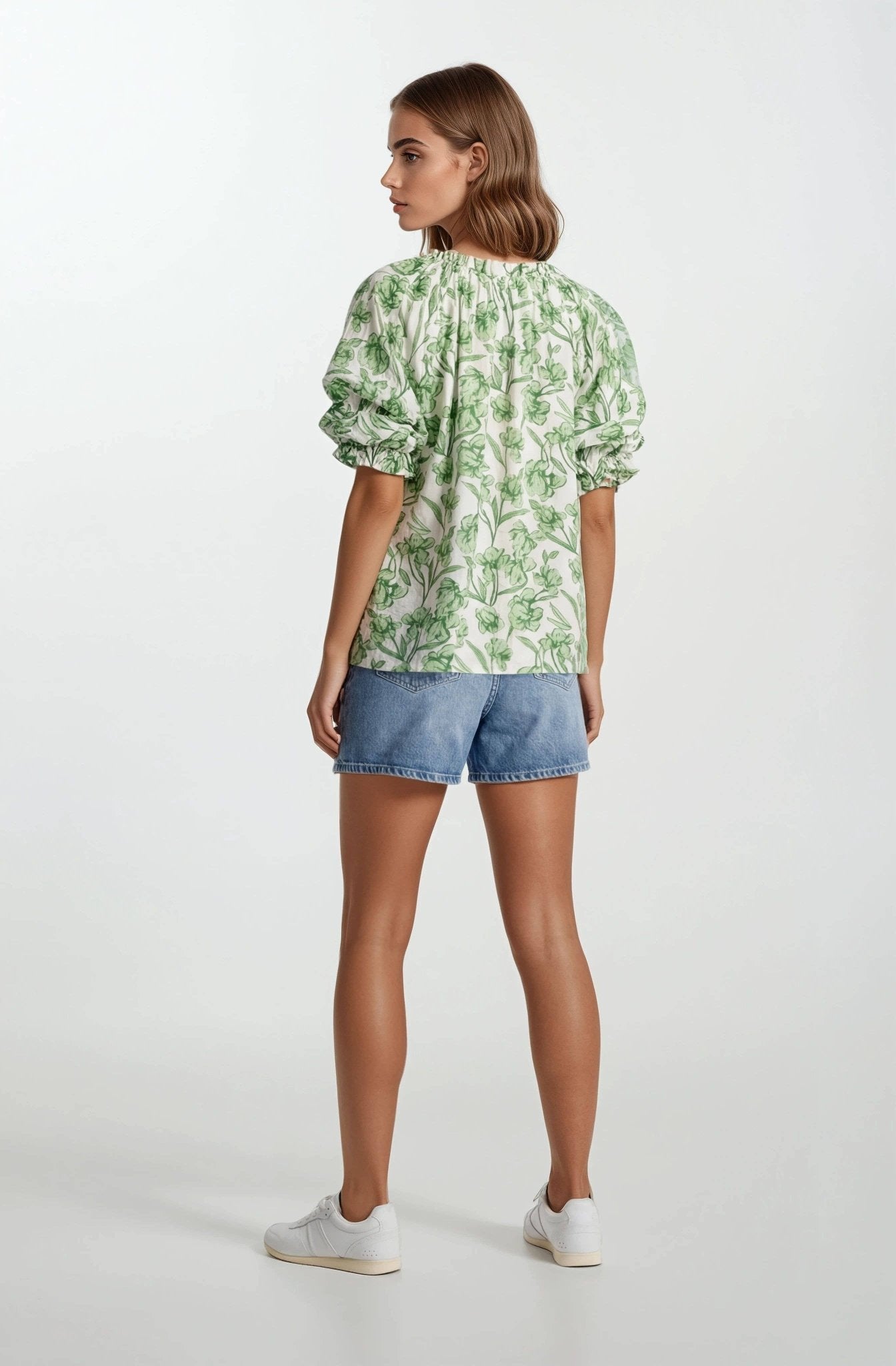 Louise Floral Bubble Sleeve Top - Elle Maxine