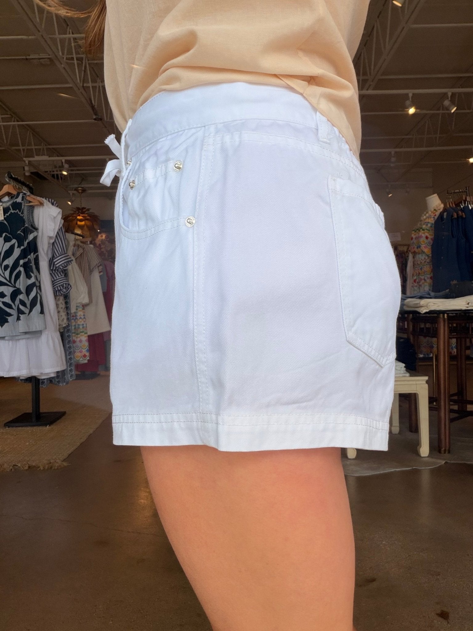 Lounge Denim Short - White - Elle Maxine