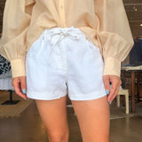 Lounge Denim Short - White - Elle Maxine
