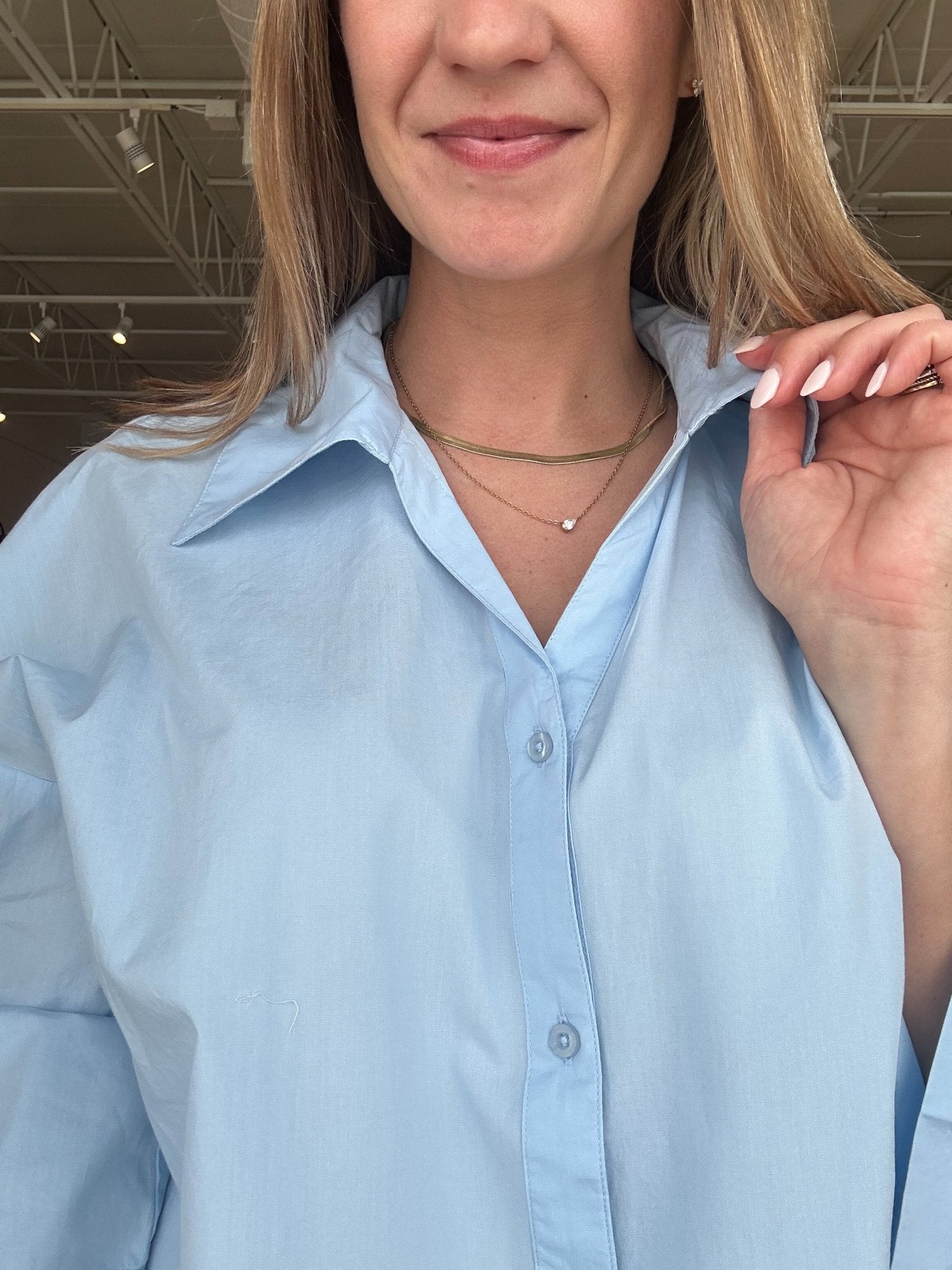 Luanne Collared Blouse - Light Blue - Elle Maxine