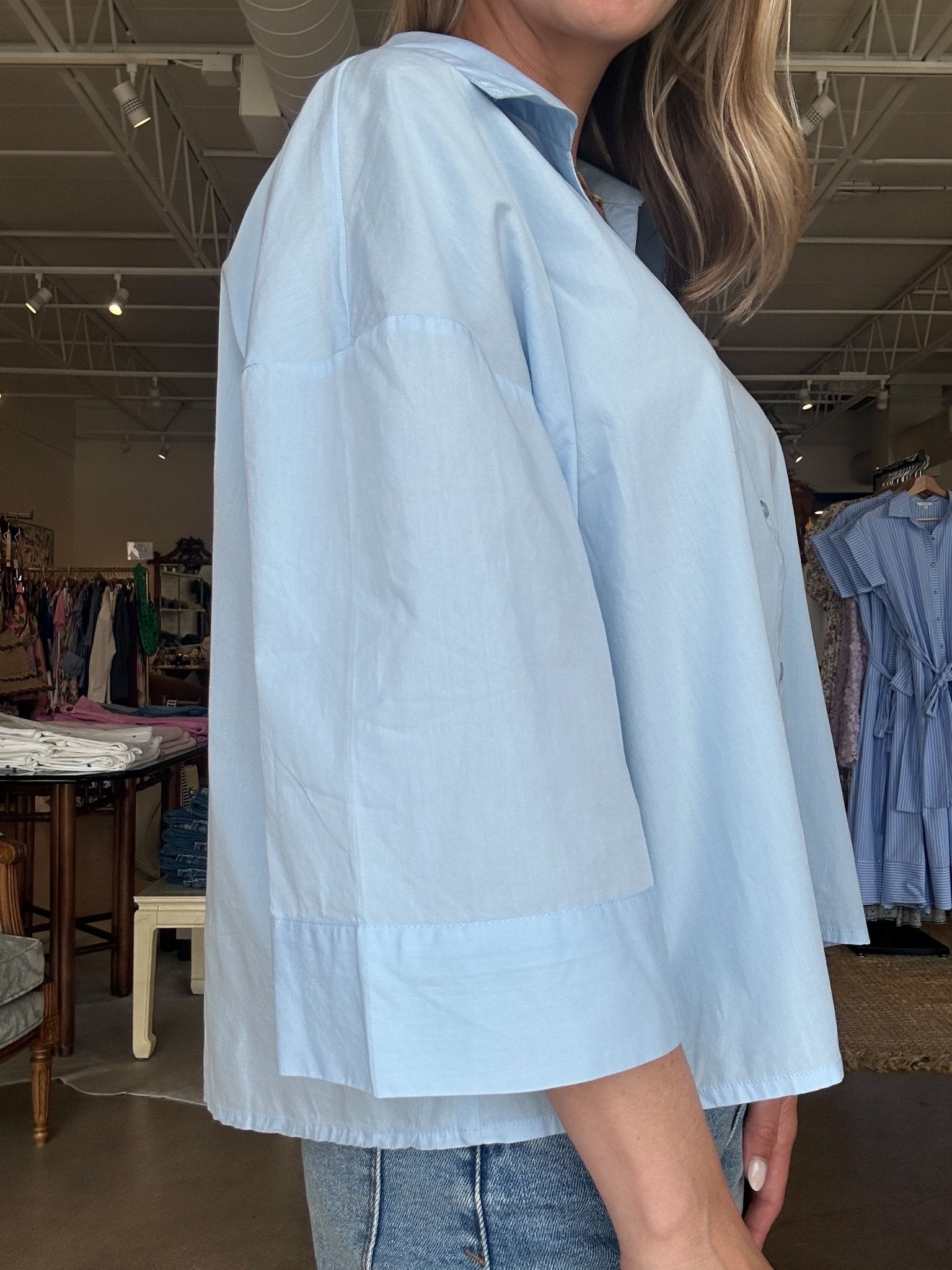 Luanne Collared Blouse - Light Blue - Elle Maxine