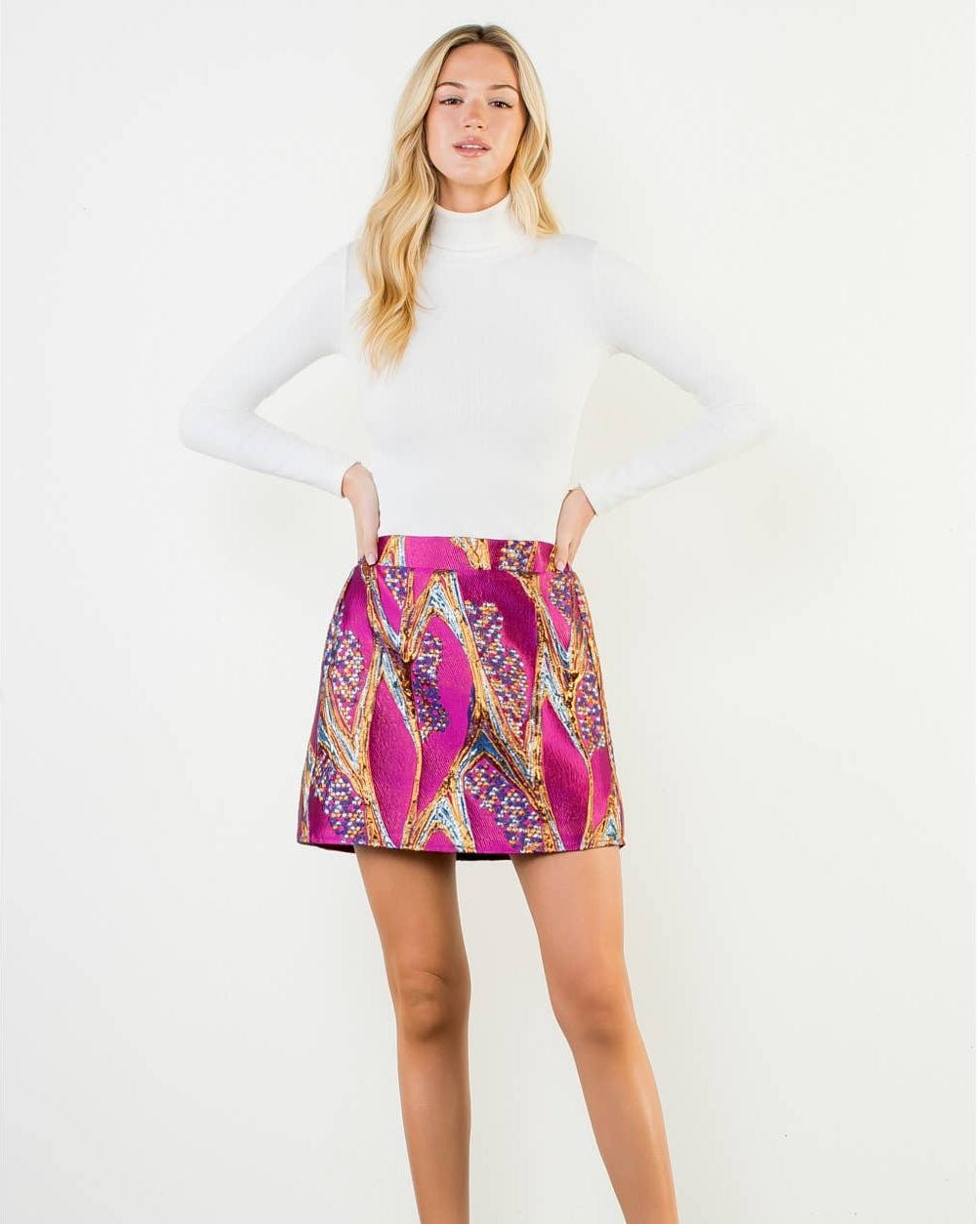 Lulu Jacquard Skirt - Metallic Multi - Elle Maxine