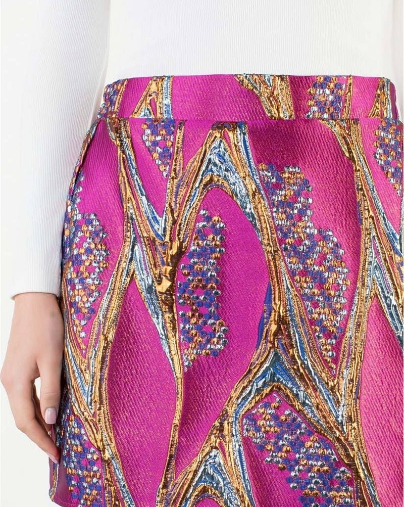 Lulu Jacquard Skirt - Metallic Multi - Elle Maxine
