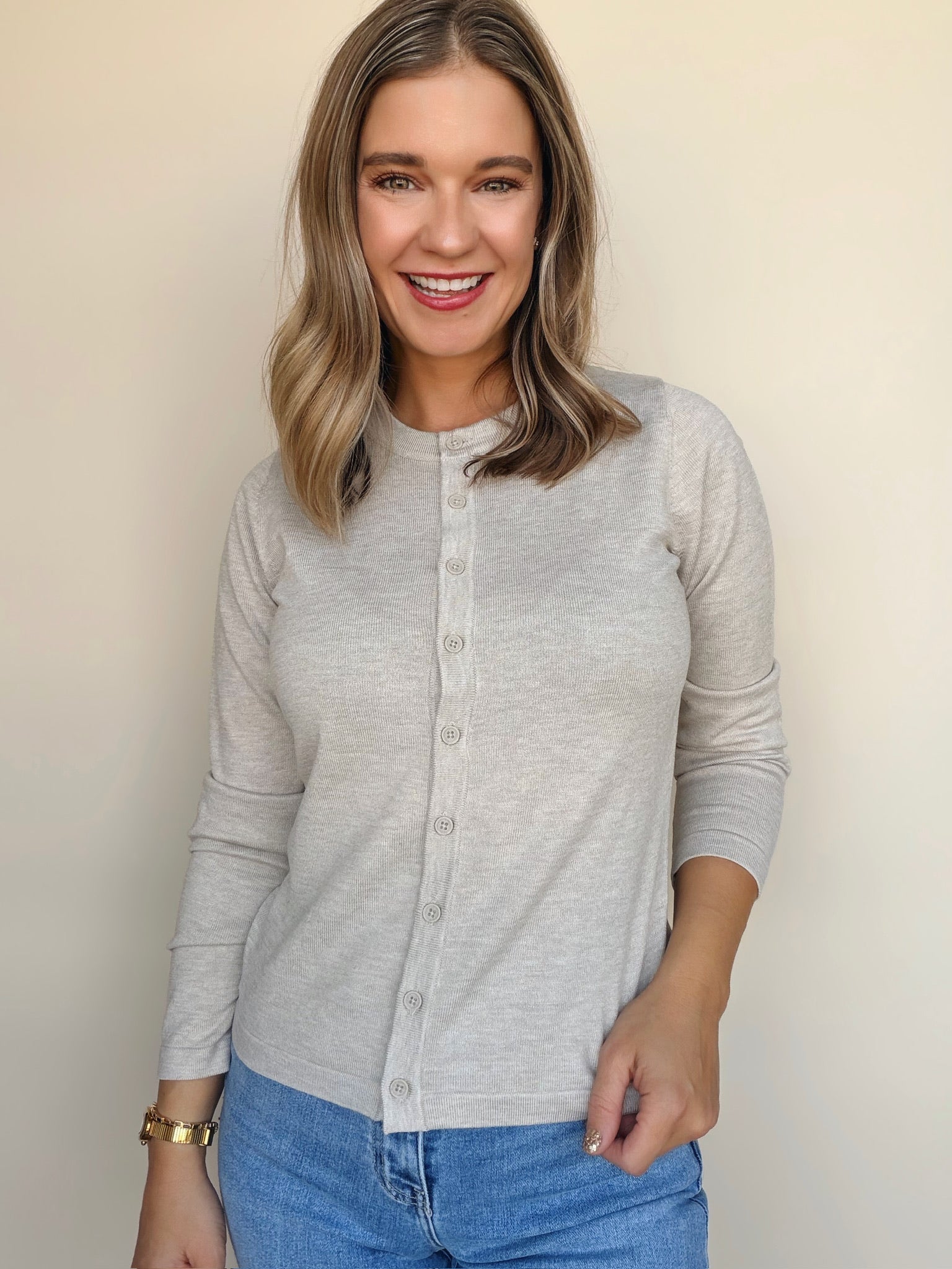 Lulu Round Neck Cardigan - Elle Maxine