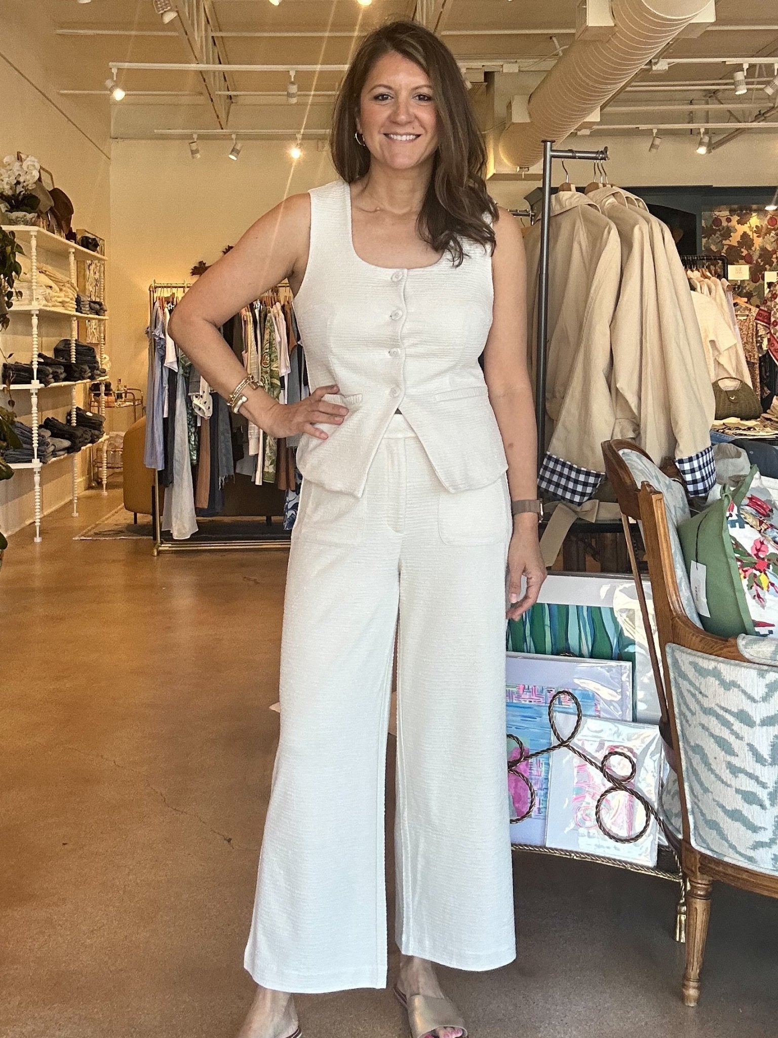 Lumina Straight Leg Pants - Almond Milk - Elle Maxine
