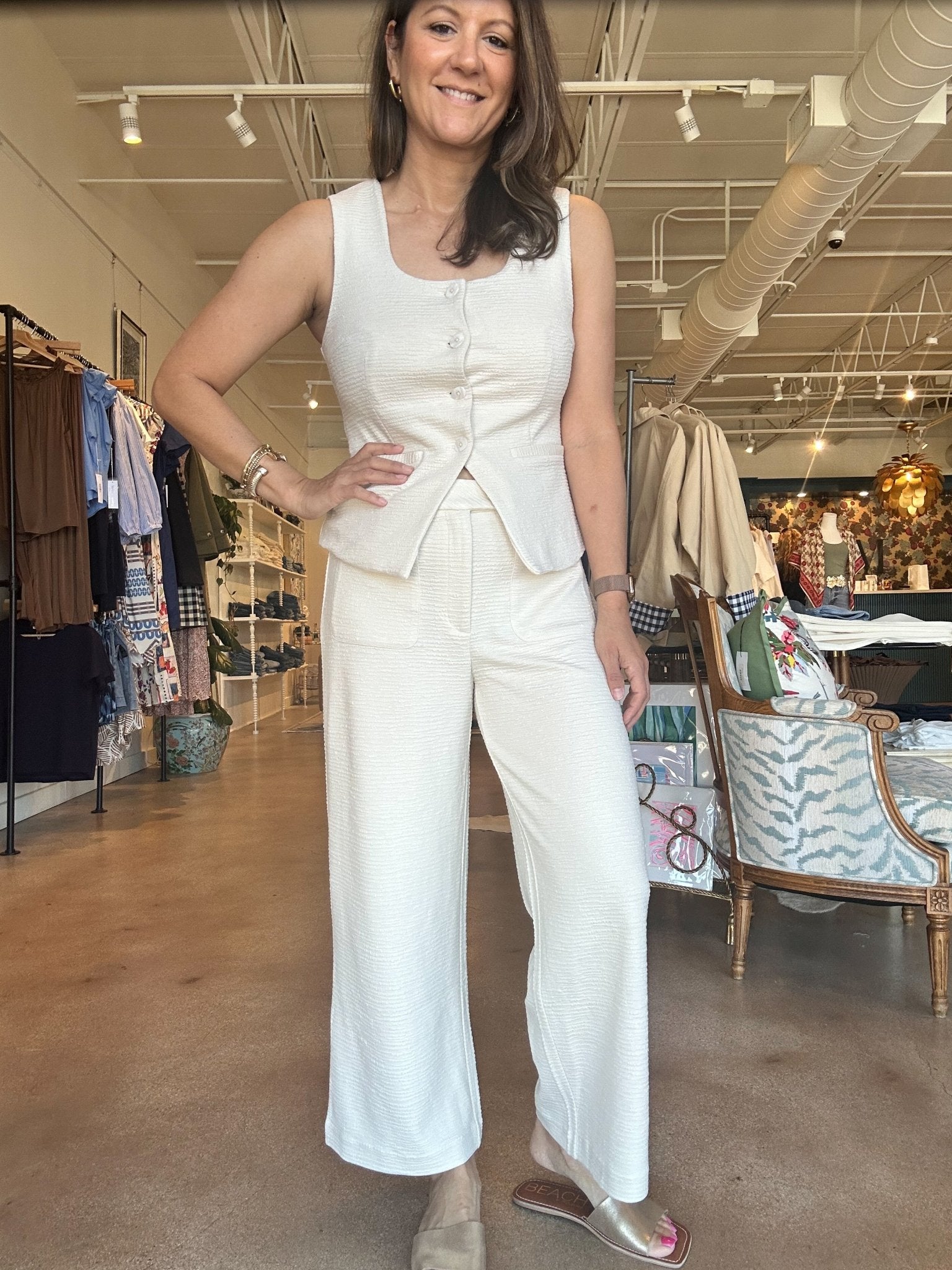 Lumina Straight Leg Pants - Almond Milk - Elle Maxine