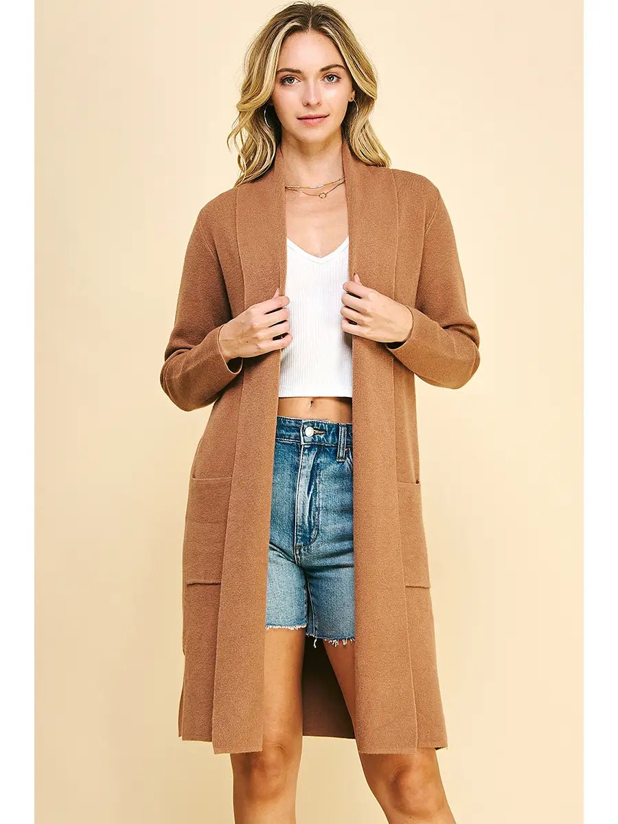 Lydia Open Knit Cardigan - Camel - Elle Maxine