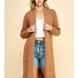Lydia Open Knit Cardigan - Camel - Elle Maxine