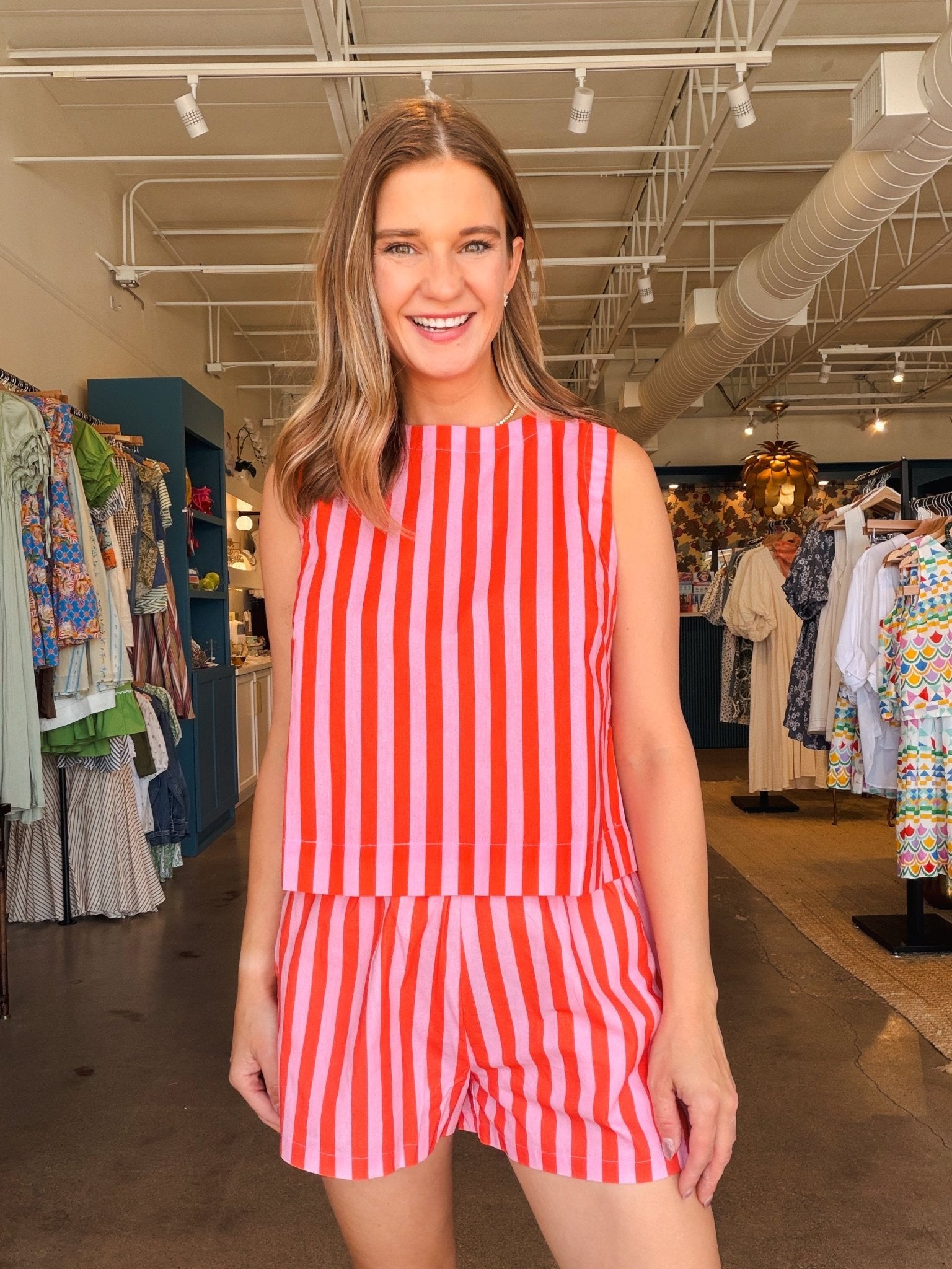Lydia Stripe Tank Shorts Set - Elle Maxine