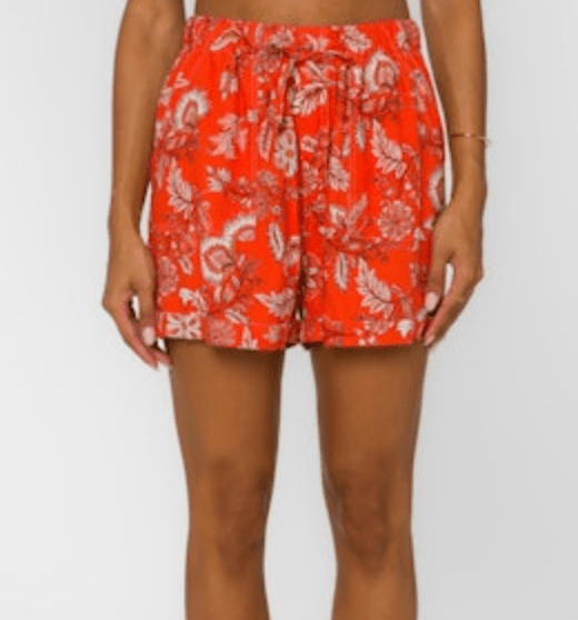 Lyra Floral Shorts - Orange Blossom - Elle Maxine